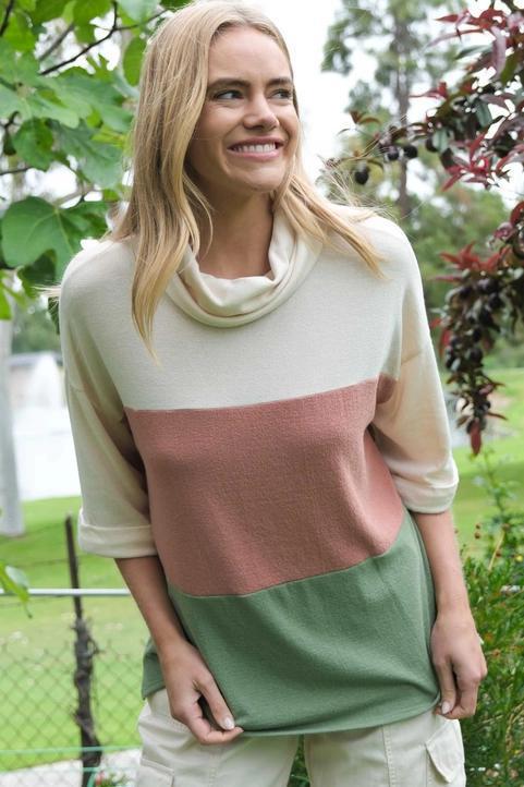 Austin Color Block Tunic - Salmon