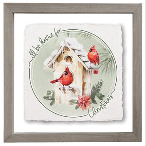 Home For Christmas Cardinals - Floating Wall Art Square