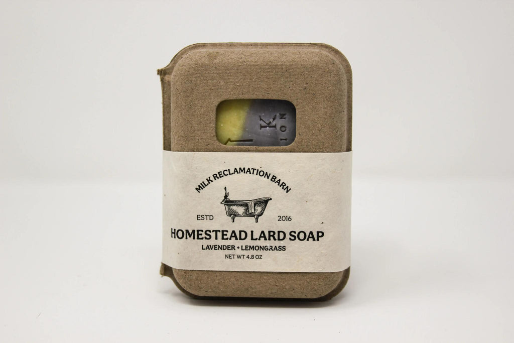 Hand Crafted Bar Soap in Sustainable Packaging - Homestead Lard Lavender Lemongrass