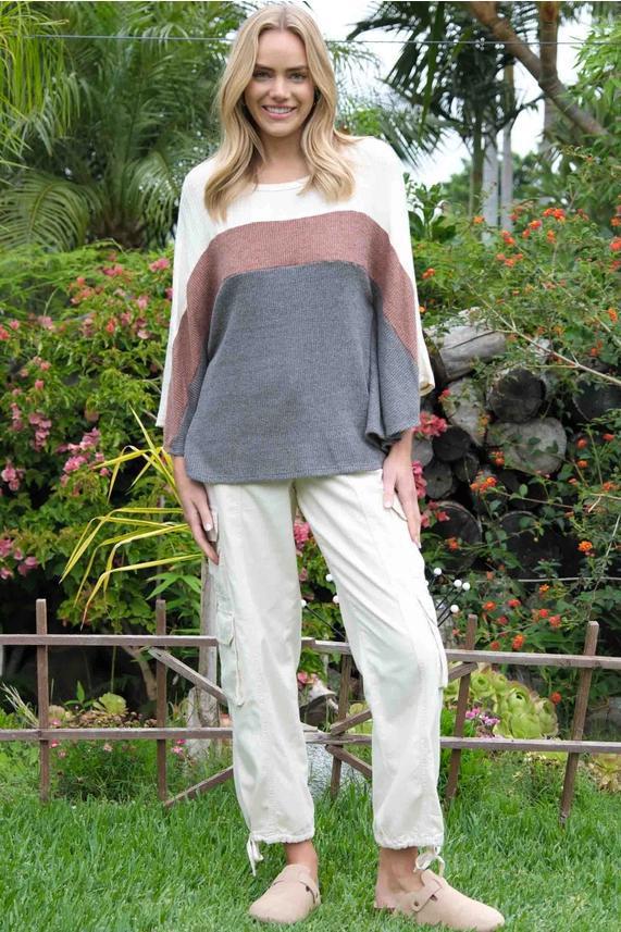 Aspen Color Block Pancho - Olive