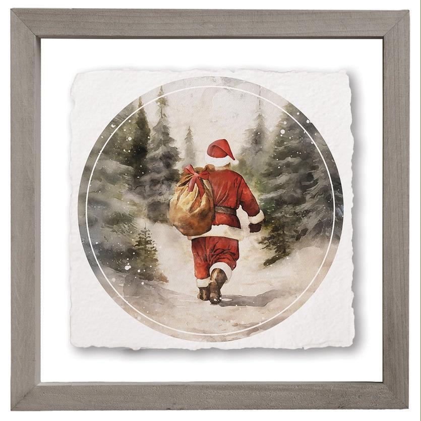 Santa Walking - Floating Wall Art Square