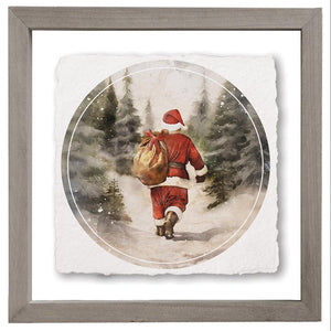 Santa Walking - Floating Wall Art Square