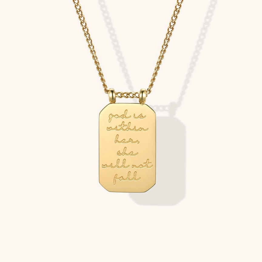 Necklace - MantraBand Note To Self "God Is Within Her She Will Not Fall"
