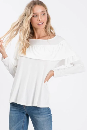 Ayana Double Ruffle Top - Ivory