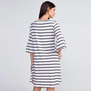 Women's Striped Ruffle 3/4 Sleeve Dress