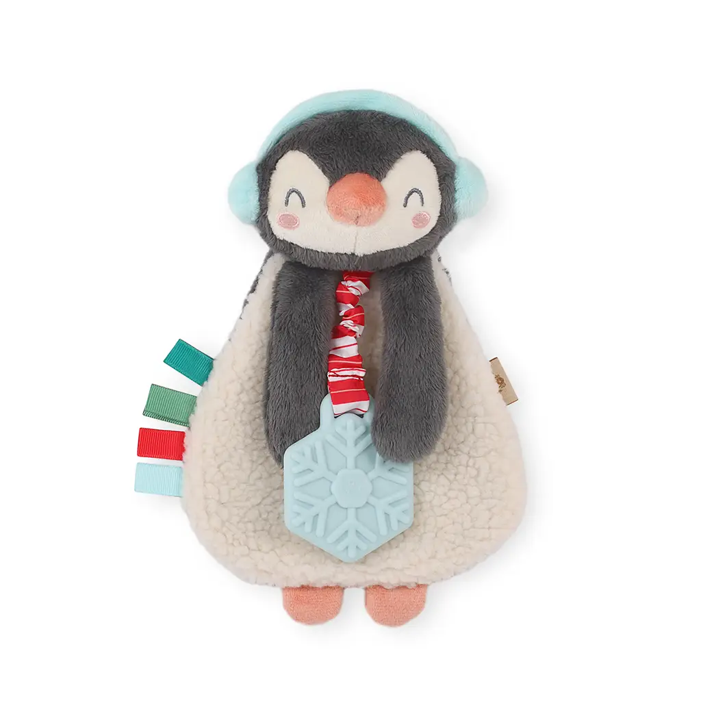 Itzy Lovey Plush + Teether - Holiday Penguin