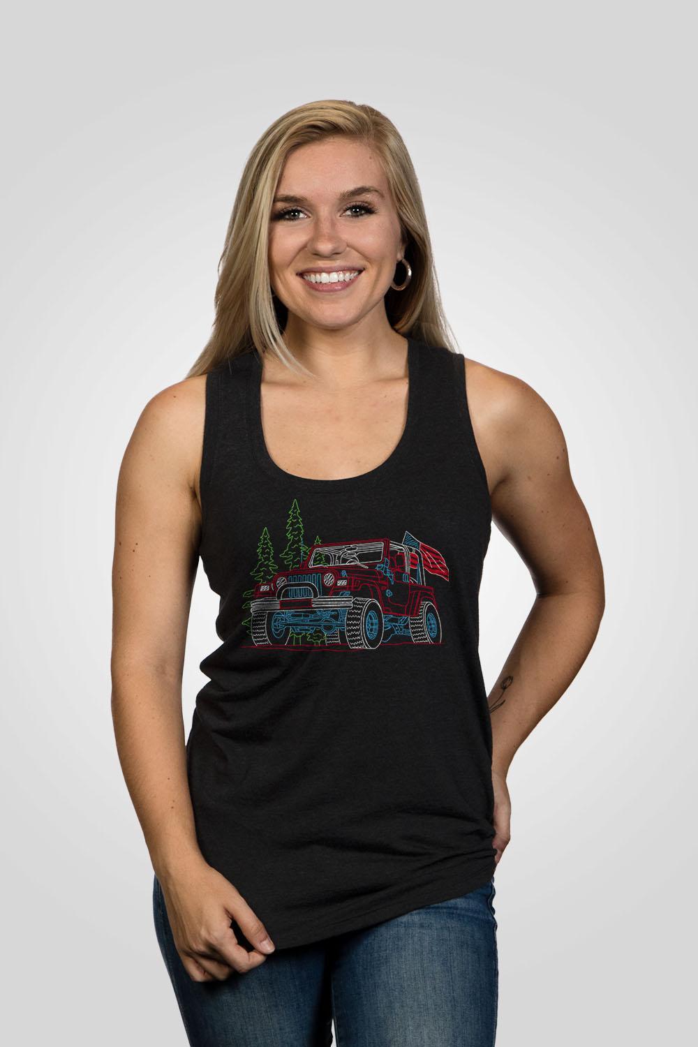 Neon Jeep Women's Racerback Tank - Black