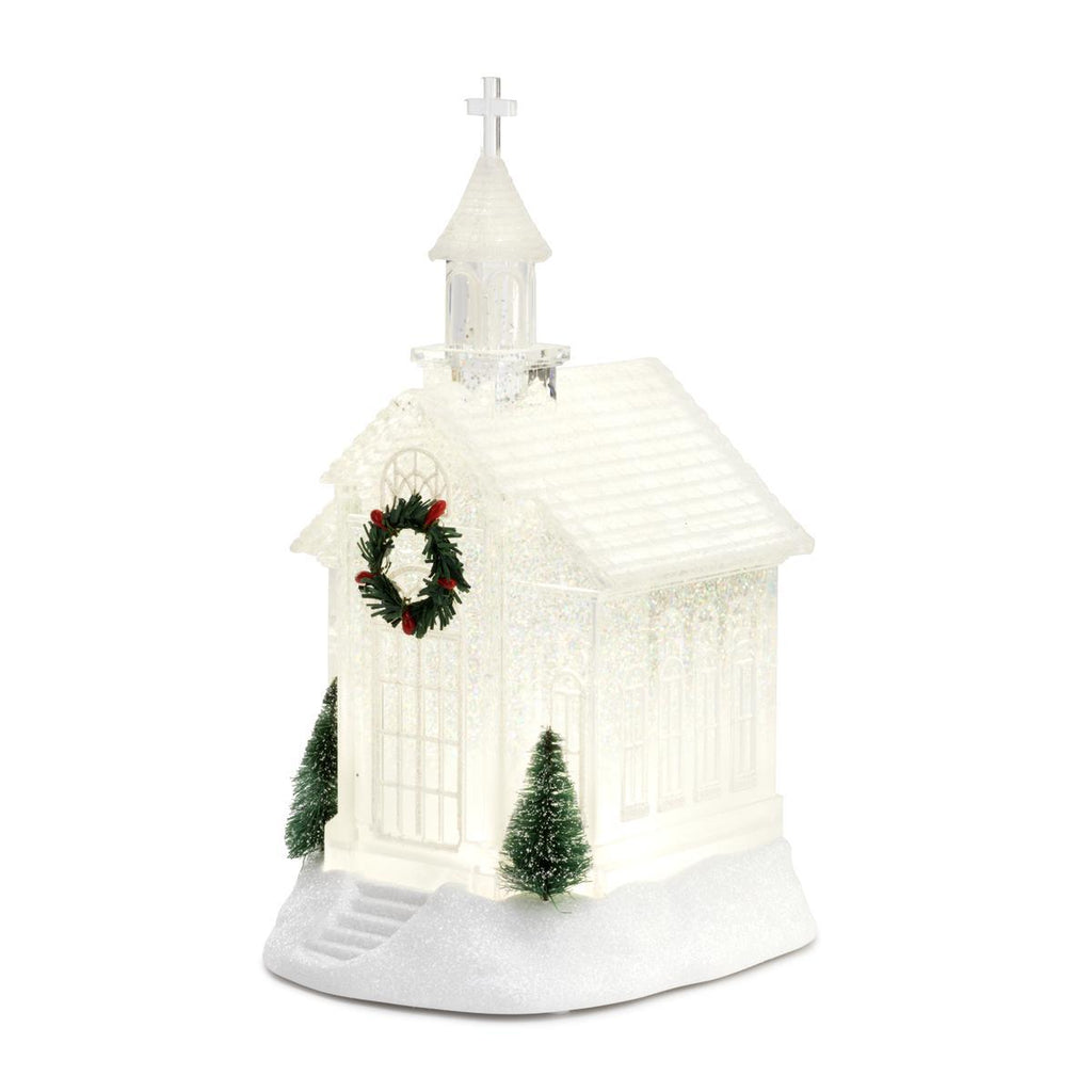 Christmas - Lit Crystal Church Figure