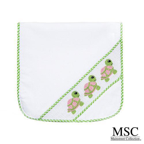 Smocked Burp Cloth - Green Turtle