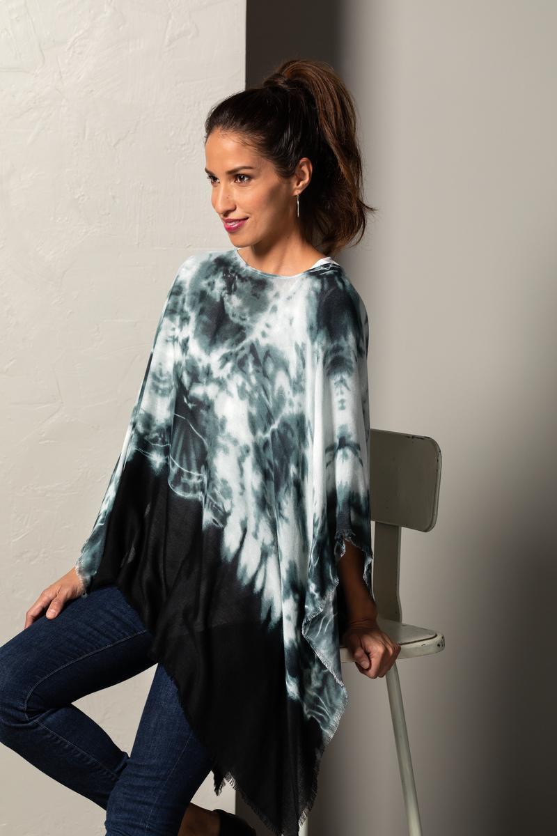 Tie Dye Poncho - Black