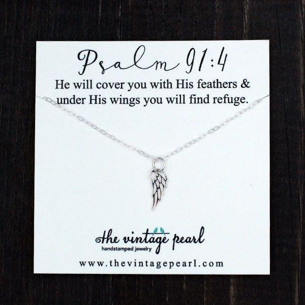 Necklace - Psalm 91:4 (Sterling Silver)