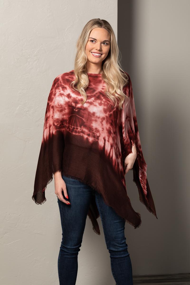 Tie Dye Poncho - Brick Red