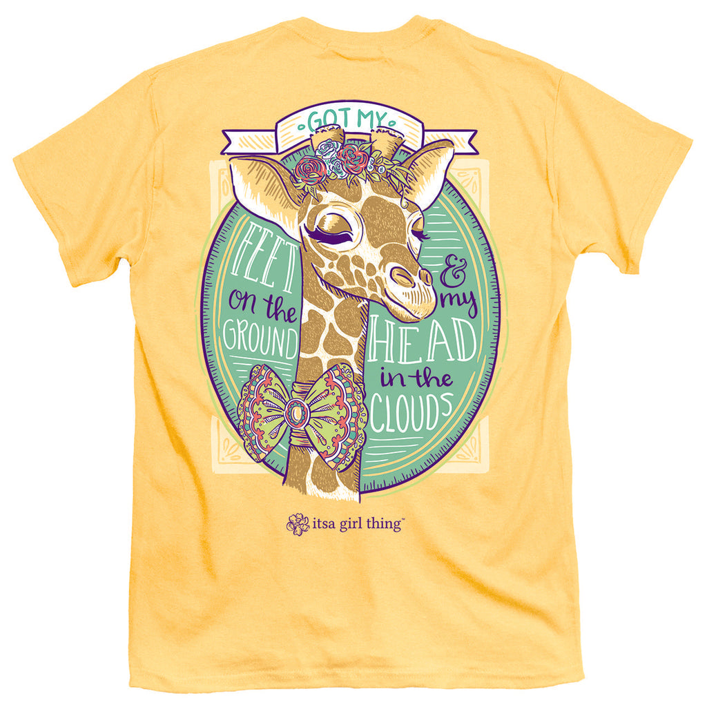 Itsa - Giraffe Head in Clouds - Short Sleeve - Yellow Haze