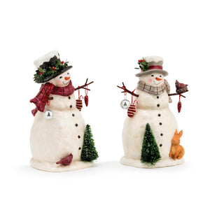 Christmas - Snowmen Paperpulp Figures - 2 Assorted