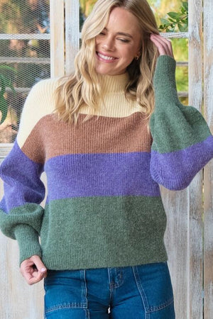 Myrtle Color Block Sweater - Ivory