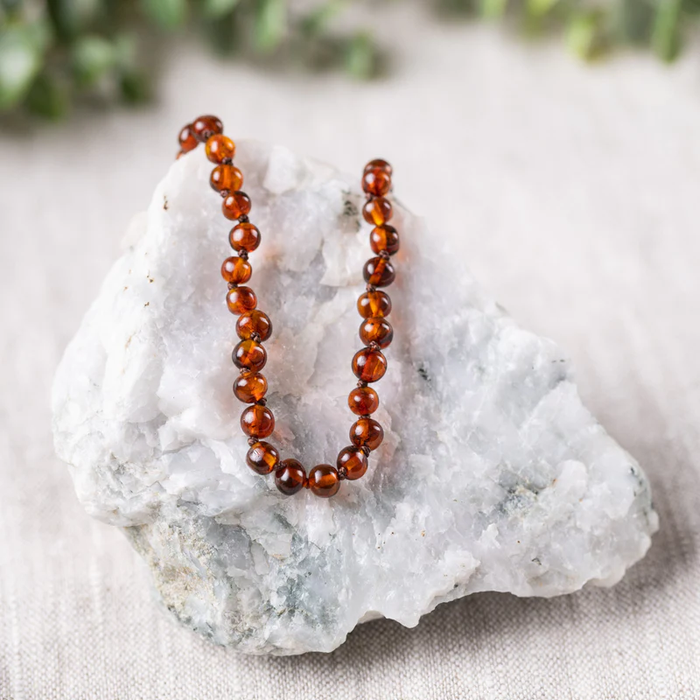 Kids "Grow With Me" Baltic Amber Necklace Set  / Baby to Toddler - Dark Cognac Amber