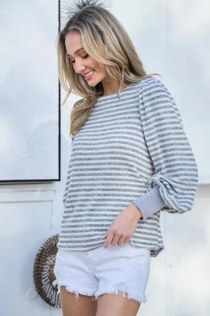 Arizona Brushed Knit Long Sleeve Top - Grey