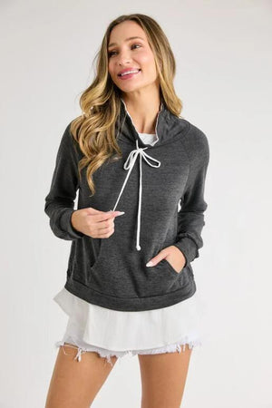 Whimsy Raglan Long Sleeve Top - Charcoal