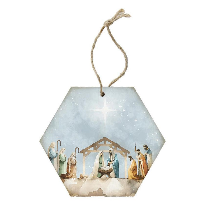 Christmas Ornament - Watercolor Nativity Scene