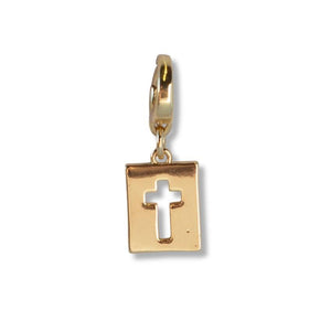 Lenny & Eva Hollow Cross Charm - Gold