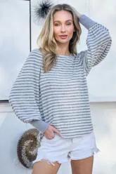 Arizona Brushed Knit Long Sleeve Top - Grey