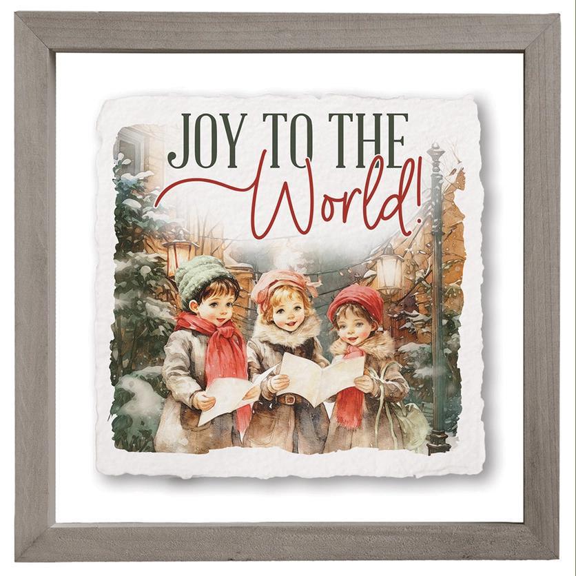Joy World Carolers - Floating Wall Art Square