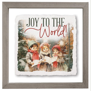Joy World Carolers - Floating Wall Art Square