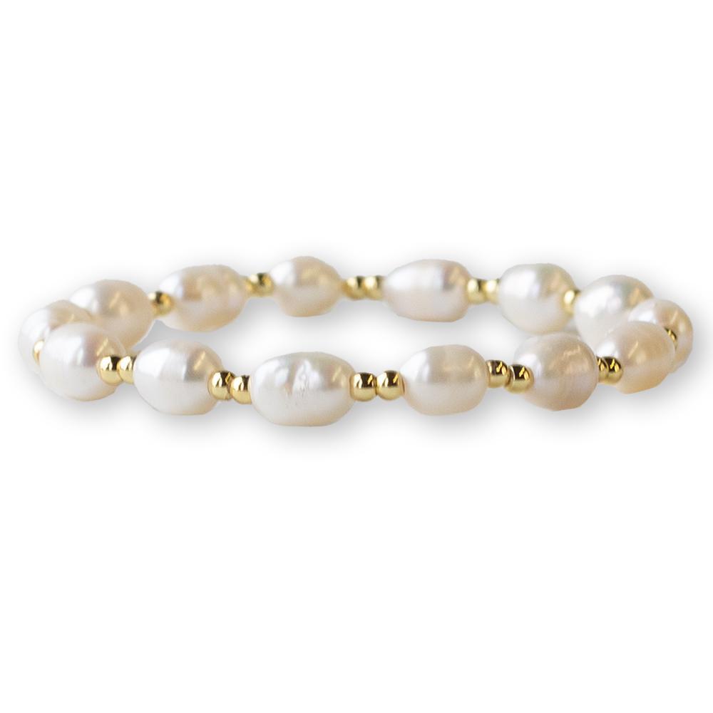 Lenny & Eva Bracelet - Gilded Gold Beaded Duo Freshwater Pearl Bracelet - 10mm