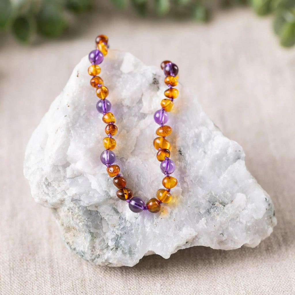 "Grow With Me" Baltic Amber Necklace + Gemstone Set  / Baby to Toddler