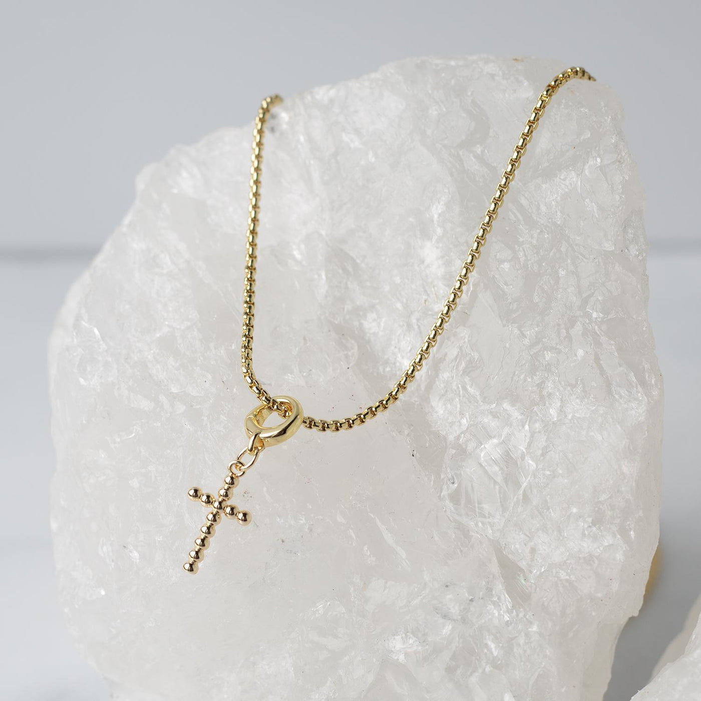 Lenny Eva Dot Cross Gold Charm – Spotted Moon - Main Image
