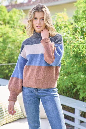 Myrtle Color Block Sweater - Charcoal
