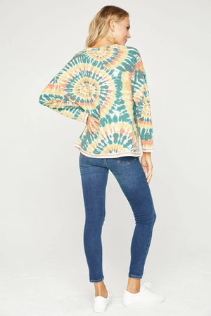 Aurora Tie Dye Waffle Long Sleeve - Turquoise