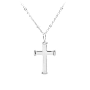 Necklace - Rope End Cross Pendant on Saturn Chain