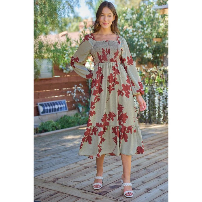 Valkyrie Smocked Bodice Dress - Sage