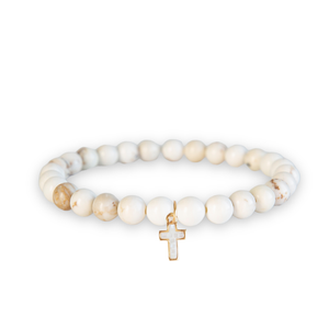 Lenny & Eva Bracelet -Symbolic Stones Scripture Cross Bracelet Howlite