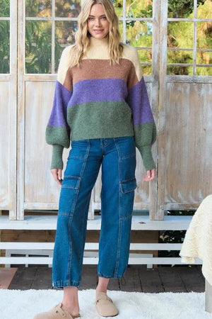 Myrtle Color Block Sweater - Ivory