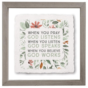 Pray God Listens - Floating Wall Art Square