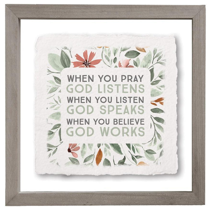 Pray God Listens - Floating Wall Art Square