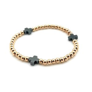 NLHD 14K Gold Filled and Hematite Cross Bracelet