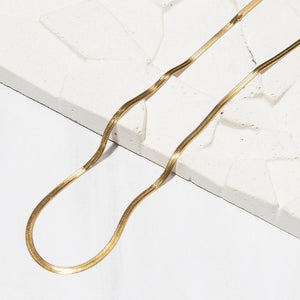 Lenny & Eva Necklace - Herringbone Gilded Gold Chain 24"