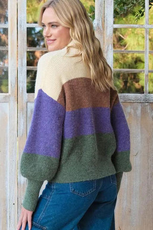 Myrtle Color Block Sweater - Ivory