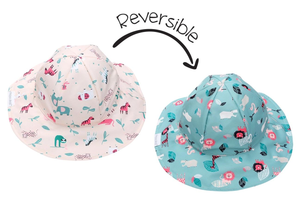 Kids UPF50+ Patterned Sun Hat - Pink Zoo