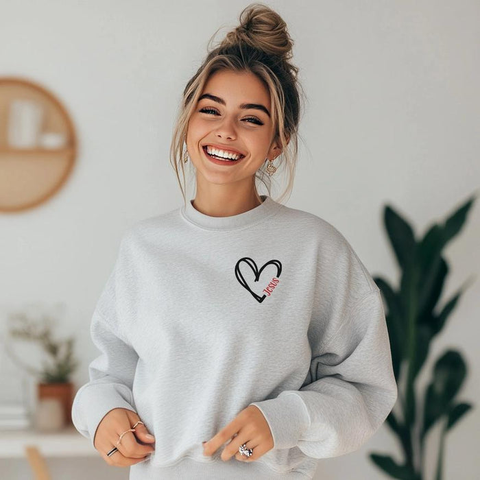 NLHD - "Love Jesus Heart" - Ladies Christian Graphic Sweatshirt