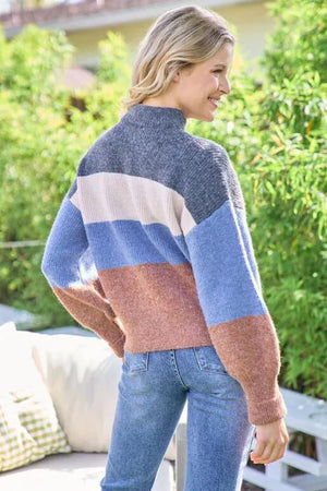 Myrtle Color Block Sweater - Charcoal
