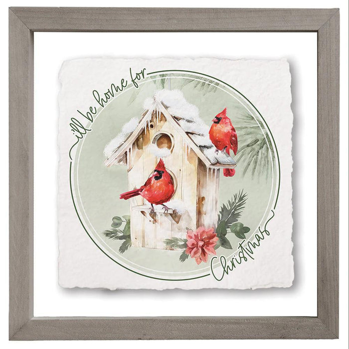 Home For Christmas Cardinals - Floating Wall Art Square