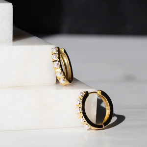 Lenny & Eva Gilded Earrings - Pearl Hoops