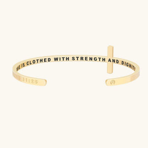 Cross Bracelet - She is Clothed With Strength And Dignity (Proverbs 31:25)