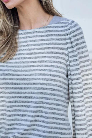 Arizona Brushed Knit Long Sleeve Top - Grey