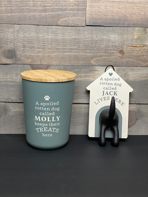 Dog Treat Jar - Cream (Pre-Printed Names)