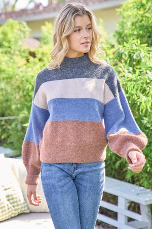 Myrtle Color Block Sweater - Charcoal